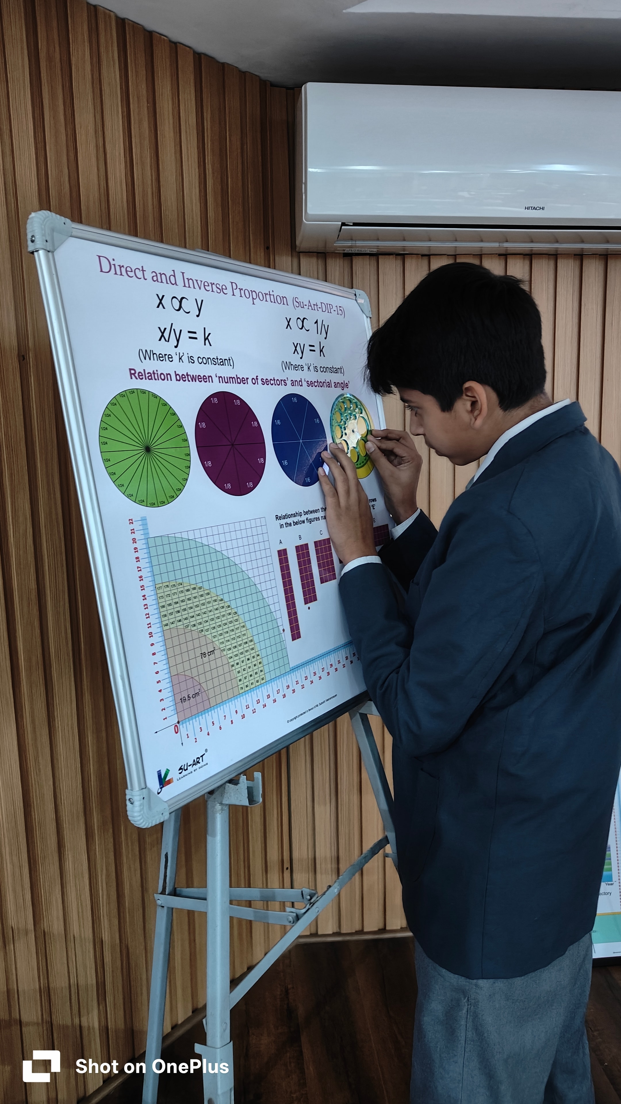 Student examining Direct and Inverse Proportion apparatus