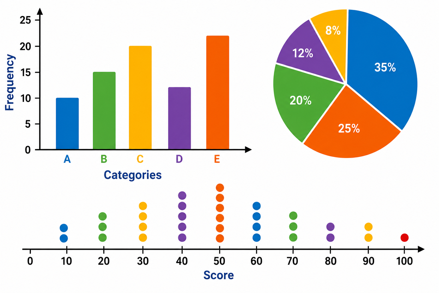 Statistics apparatus showing histogram being formed on a peg board for data handling activities